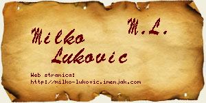 Milko Luković vizit kartica